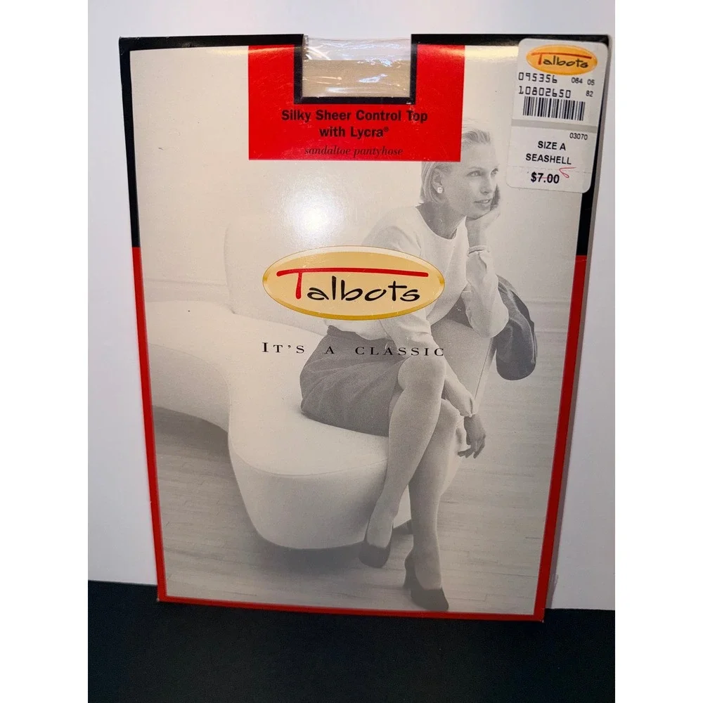 Talbots Silky Sheer Control Top Pantyhose Sandaltoe Seashell Size A NIB Vintage